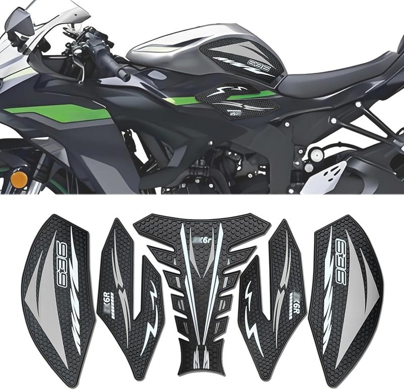 VORILES for Ninja ZX6R ZX 6R ZX-636 Ninja zx6r zx636 2013-2023 2024 2025 Side Decals Motorcycle Anti Slip Tank Pad Stickers ZX6R Accessories zx6r Tank pad Tank Grip Tank Stickers（Grey） - Image 1
